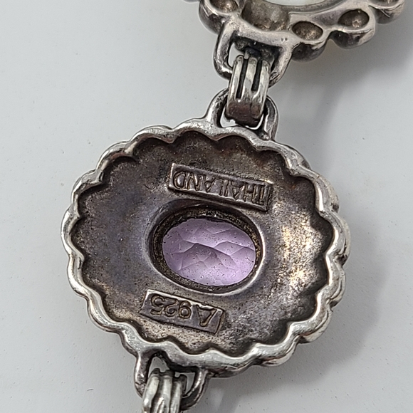 Sterling Silver Amethyst Topaz Artisan Bracelet - Picture 8 of 11